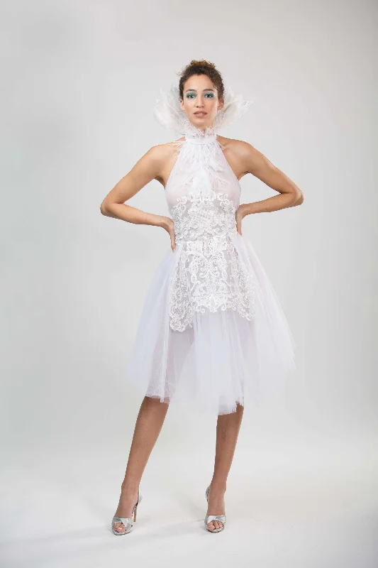 WHITE SWAN TULLE FEATHER DRESS Tulle Dress Trend