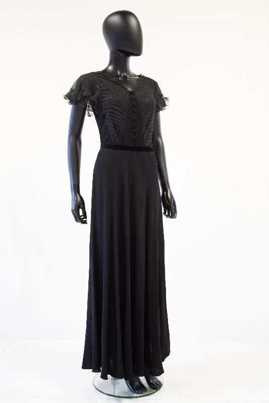 Vintage 1930s Black Tulle Dress White Tulle Dress