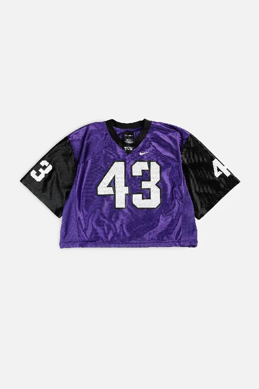 Rework Crop TCU Horned Frogs NCAA Jersey - M Comfy Sweatshirts for Fall