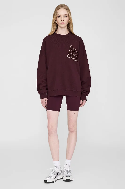 Miles Oversized Sweatshirt Letterman - Dark Burgundy Cozy Hoodies & Sweatshirts