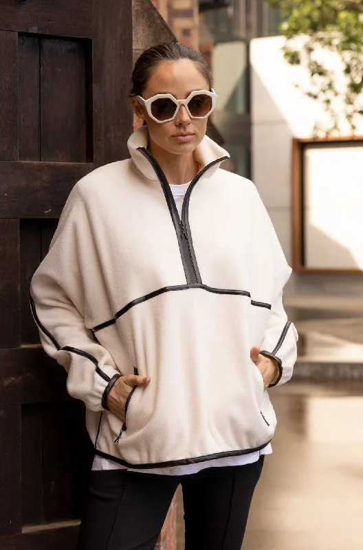 SAXON Cream Zip-up Hoodie for Women