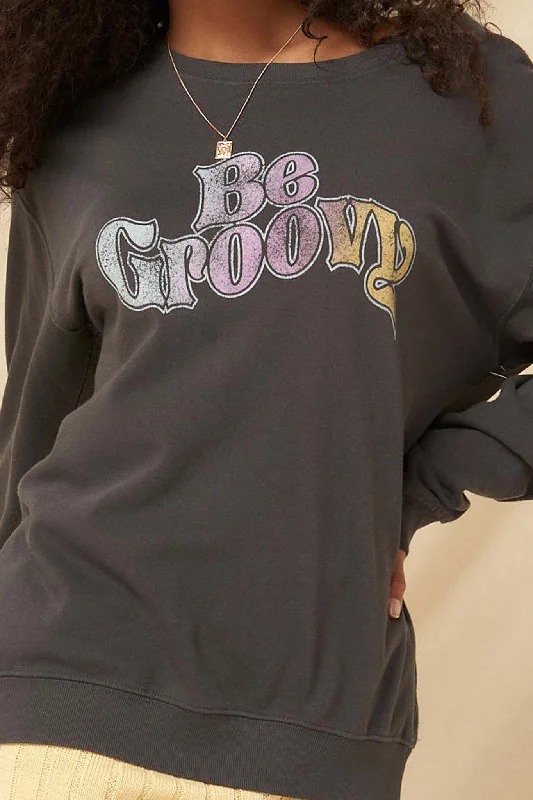 Be Groovy Garment-Dyed Graphic Sweatshirt Stylish Hoodies Collection