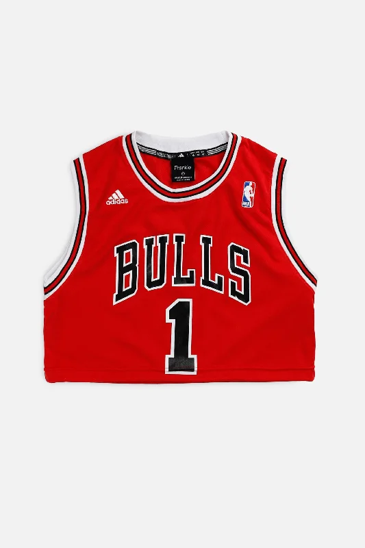 Rework Chicago Bulls NBA Crop Jersey - XS Fleece Zip-up Hoodie