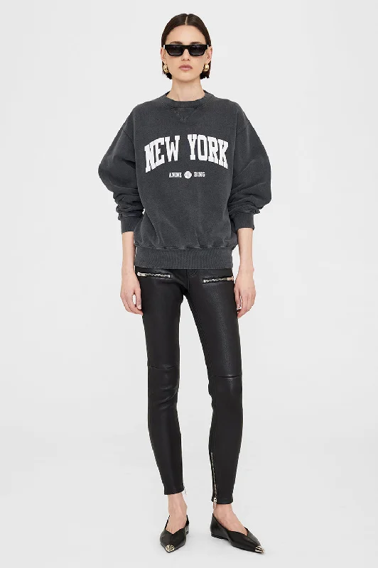 Ramona Sweatshirt University New York - Washed Black Hoodie Sweatshirt Chic