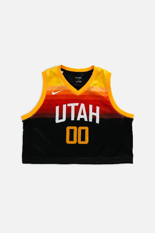 Rework Utah Jazz NBA Crop Jersey - M Printed Hoodies for Women