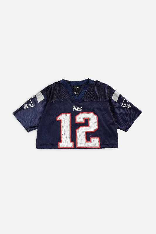 Rework Crop New England Patriots NFL Jersey - XS Lightweight Zip Hoodie