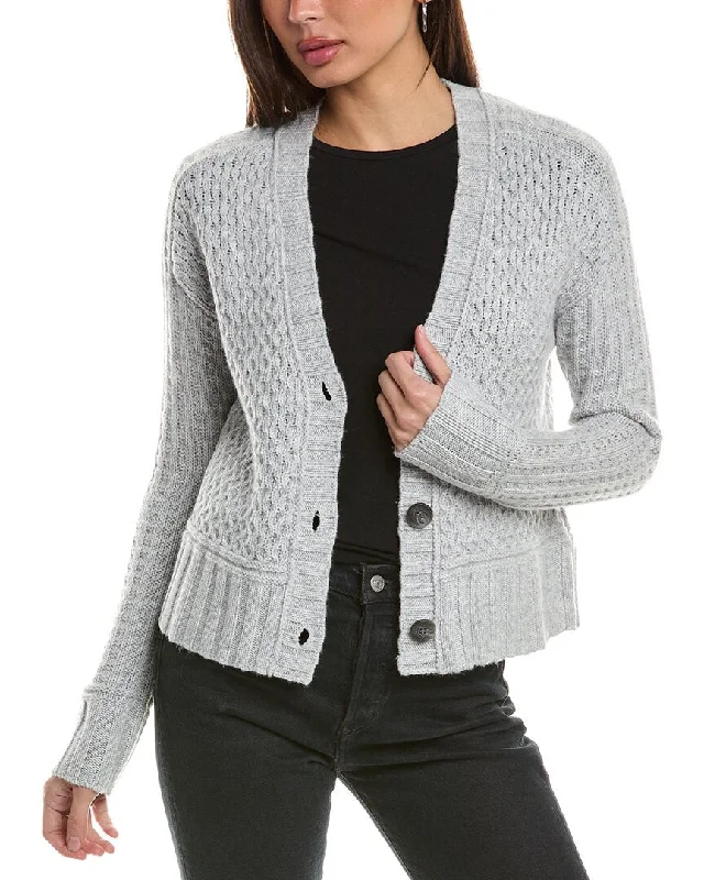 Hannah Rose Honeycomb Knit Wool & Cashmere-Blend Cardigan V-neck sweaters