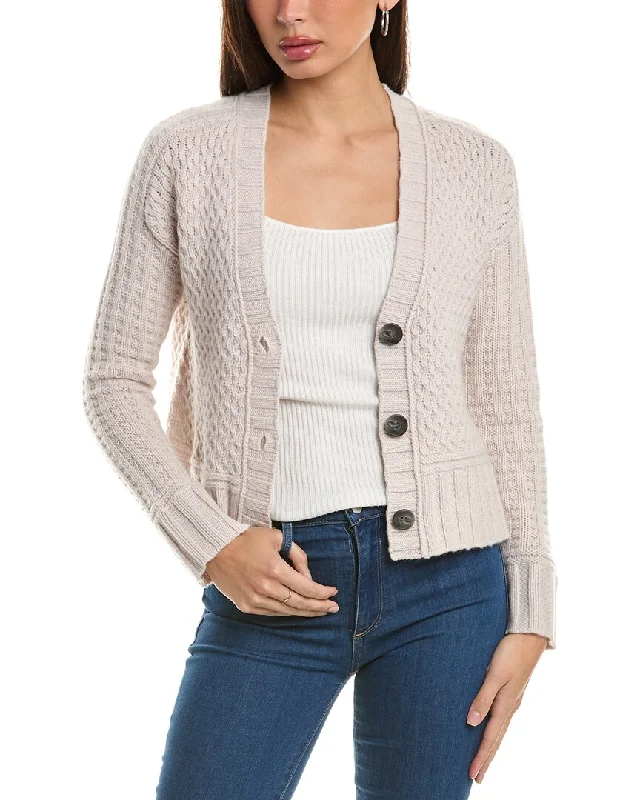 Hannah Rose Honeycomb Knit Wool & Cashmere-Blend Cardigan Zip-up sweaters