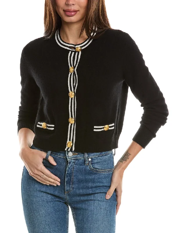 Hannah Rose Double Tipped Cropped Cashmere Cardigan High-end sweaters