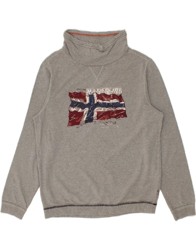 NAPAPIJRI Womens Graphic Sweatshirt Jumper UK 18 XL Grey Polyester Gucci sweaters