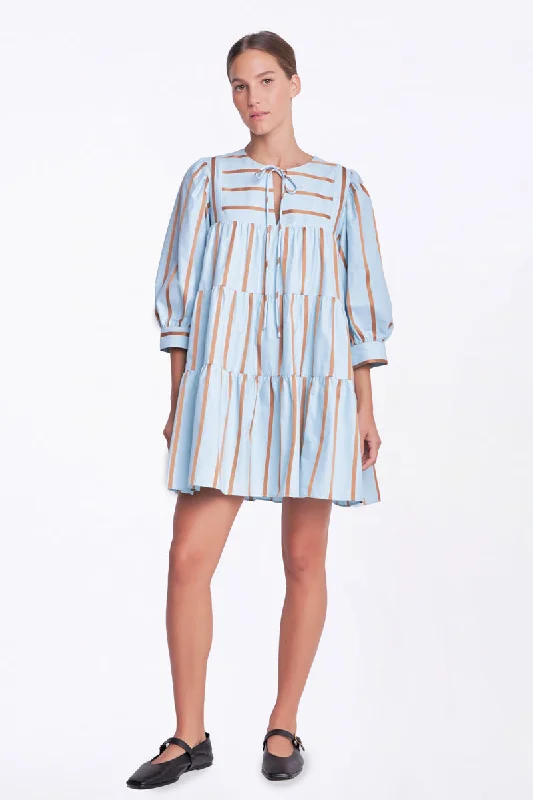 Striped Blouson Mini Dress A-line mini dresses