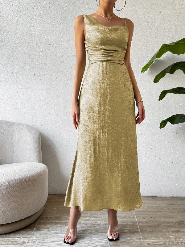 Asymmetric Neck Sleeveless Midi Dress Wrap midi dresses