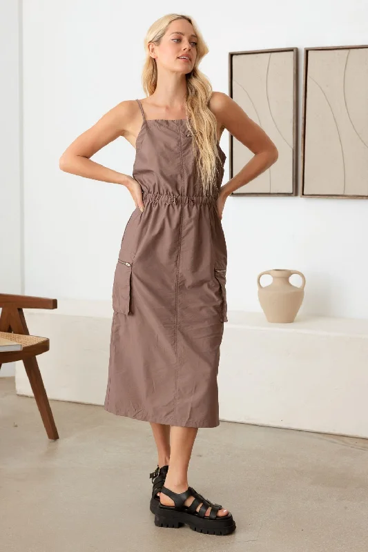 Tasha Apparel Adjustable Strap Waist Drawstring Cargo Midi Dress Must-have midi dresses for this season