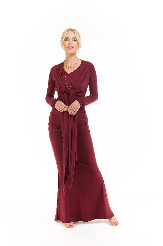 SIDE SLIT SKIRT BURGUNDY Wedding guest unclassified skirts