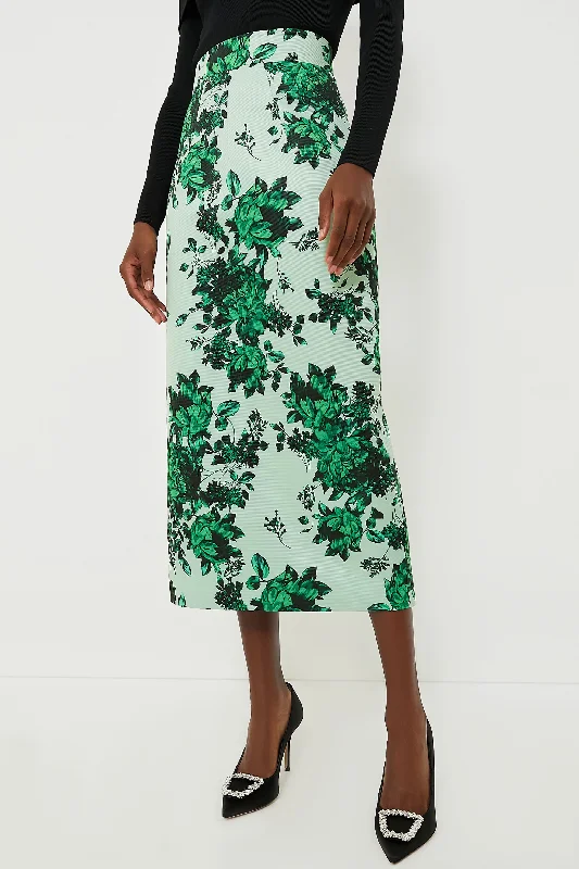 Green Festive Bouquet Lorinda Skirt Leather unclassified skirts