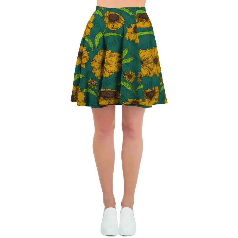 Green Zigzag Sunflower Women's Skirt Pencil unclassified skirts