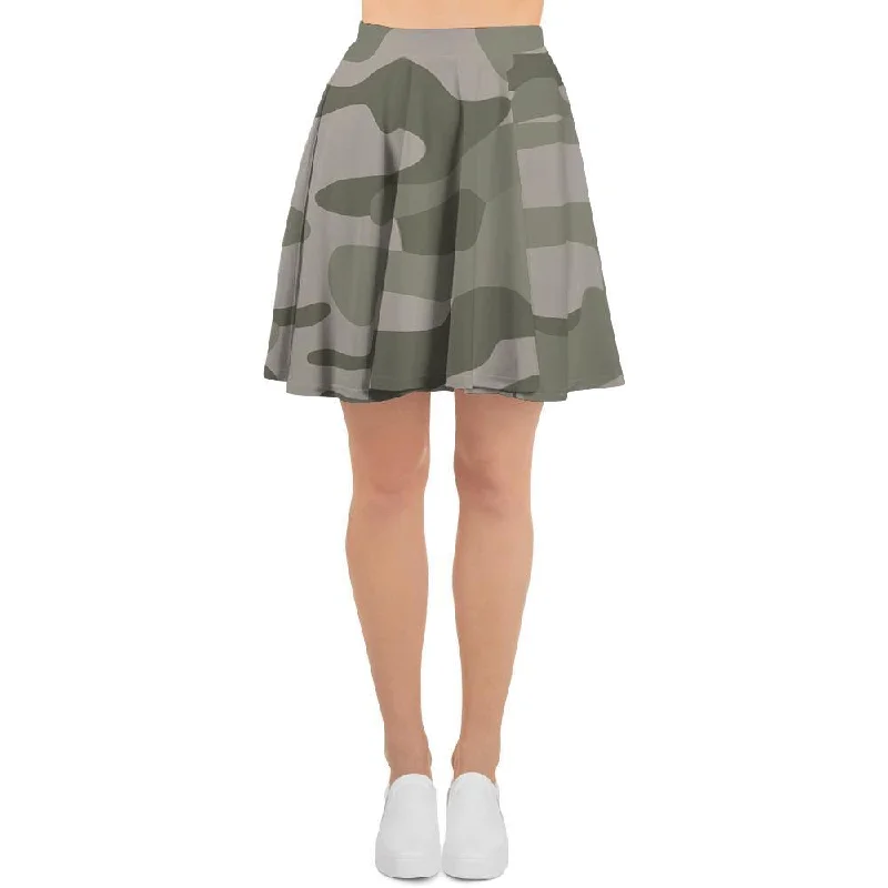 Grey And Green Camouflage Print Women's Skirt Low-rise unclassified skirts