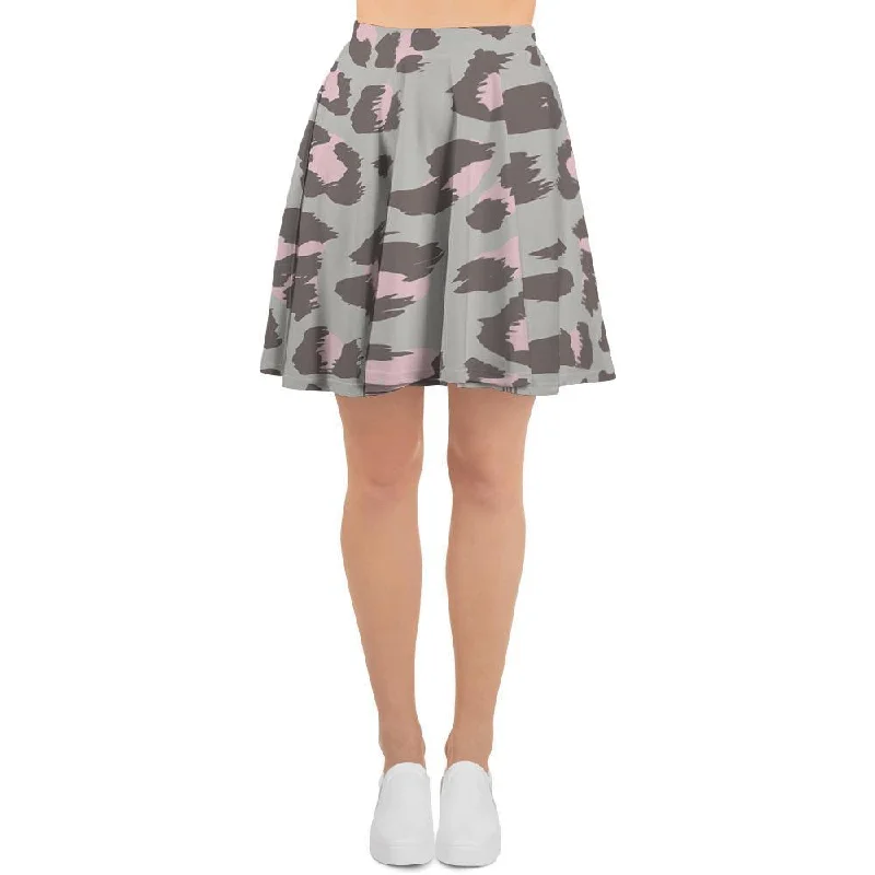 Grey and Pink Leopard Women's Skirt Chic unclassified skirts