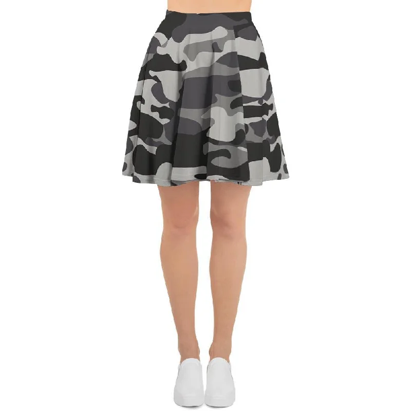 Grey Camouflage Print Women's Skirt Festival unclassified skirts