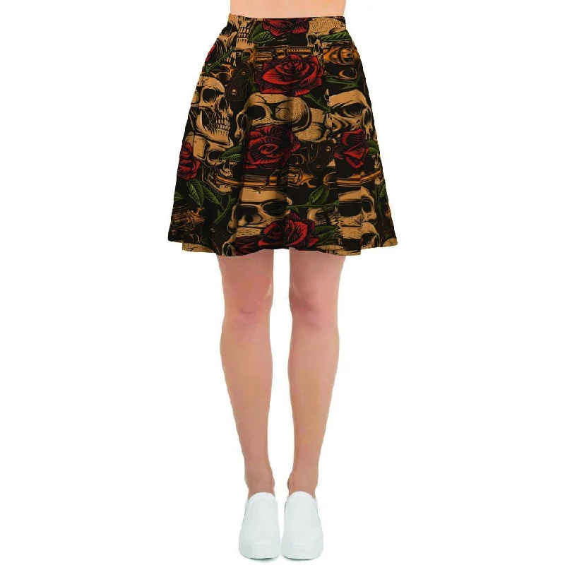 Gun Rose Skull Women's Skirt Stylish unclassified skirts