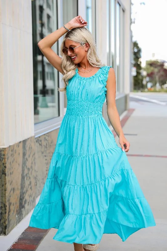 Beautiful Perception Blue Tiered Maxi Dress Goth maxi dresses