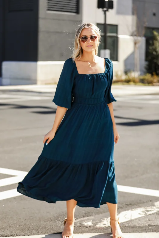 FINAL SALE - Make It A Date Teal Maxi Dress Corset maxi dresses