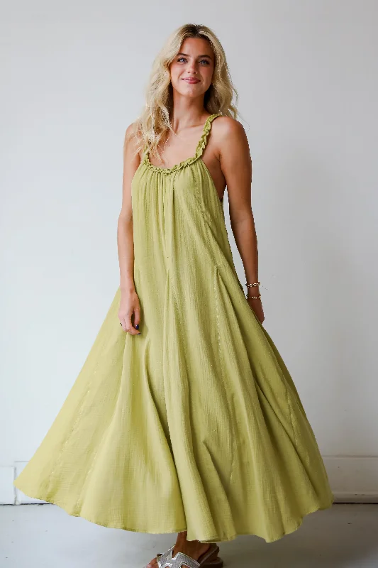 FINAL SALE - Pleasantly Perfect Lime Linen Maxi Dress Velvet maxi dresses