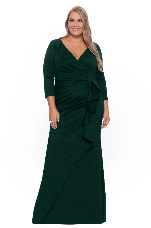 Plus "Lexi" Long Long Sleeve Scuba Ruched Side Dress Luxury maxi dresses