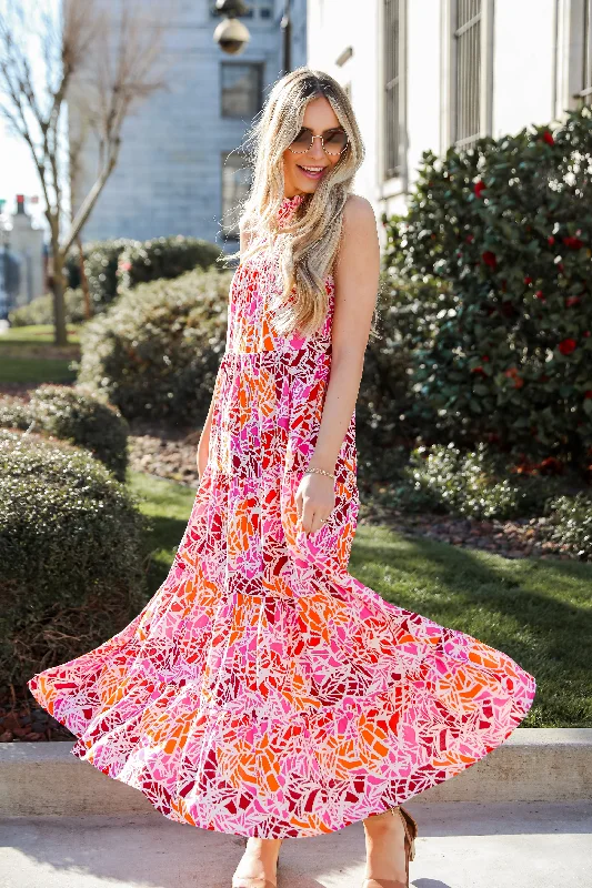 FINAL SALE - Stunning Enchantment Pink Tiered Maxi Dress Winter maxi dresses