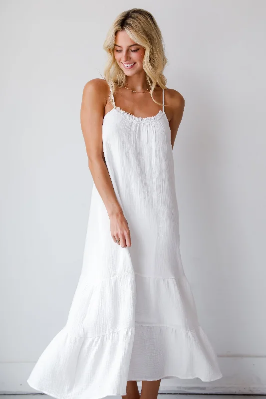 FINAL SALE - Sunkissed Cutie White Linen Maxi Dress Sexy maxi dresses