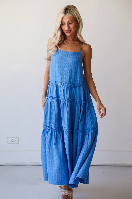 FINAL SALE - Uncommon Charm Blue Tiered Maxi Dress Fall maxi dresses