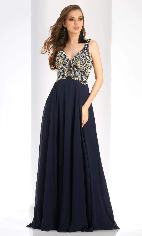 Clarisse - 4924 Deep V-Neck Beaded Chiffon Gown Winter party dresses