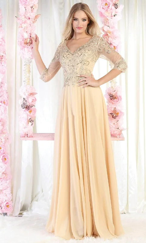 May Queen MQ1936 - Long Sleeve V Neck Evening Dress Luxury party dresses