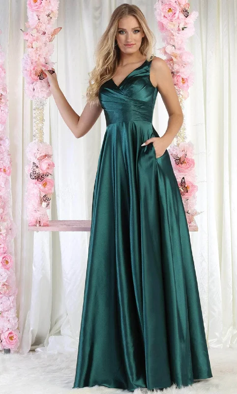 May Queen MQ1994 - V-Neck Lace-Up Back Prom Gown Classic party dresses