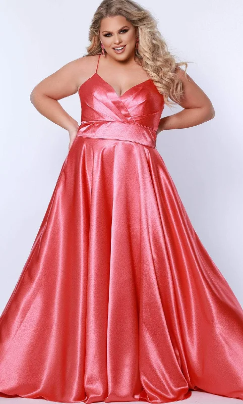 Sydney's Closet SC7355 - Sleeveless Satin Formal Gown Smocked party dresses