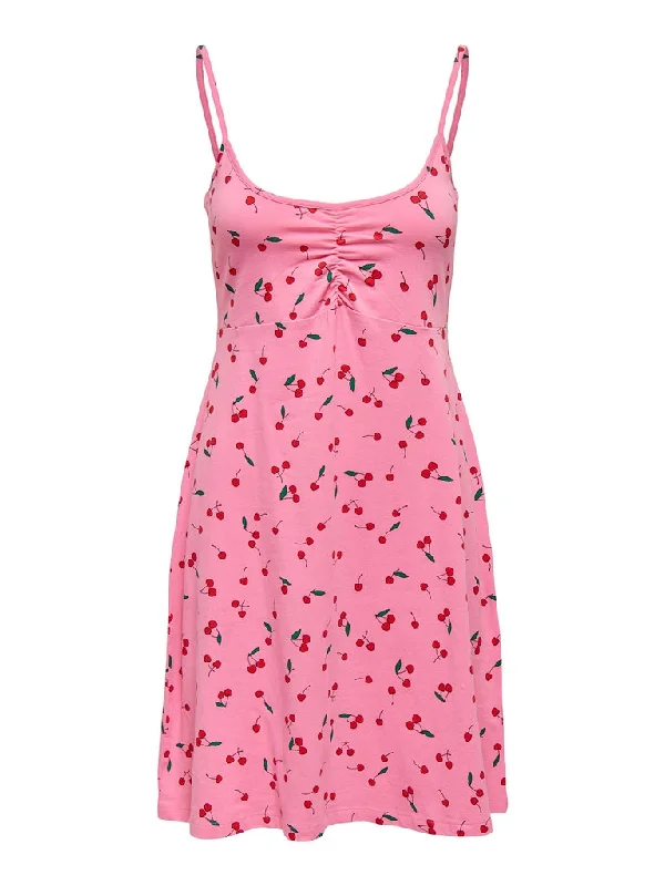 Carola Sleeveless Cotton Dress - Cherry Print Cheap floral dresses