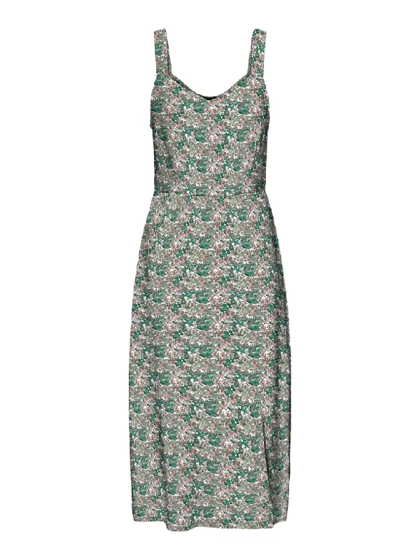 Easy Strap Calf Dress - Sea Moss Print Halter floral dresses