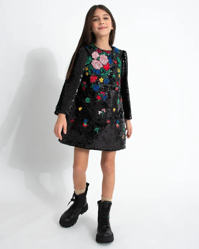 ELIE SAAB FLORAL-EMBROIDERY SEQUIN DRESS MULTICOLOR Stretchy floral dresses