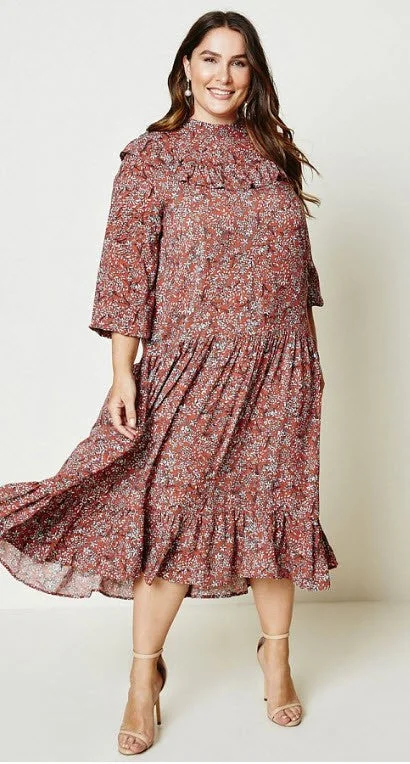 Maya Floral Ruffle Dress in PLUS Hot new arrivals in floral dresses