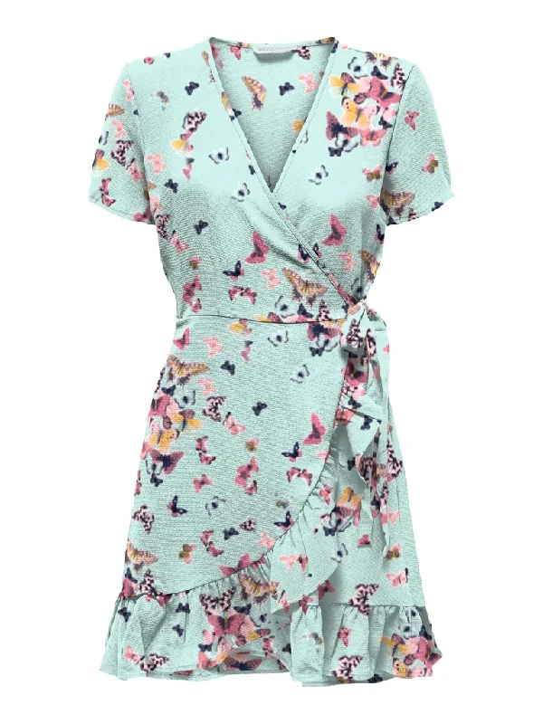 Nova Lux Short Sleeve Marlie Wrap Dress - Butterfly Print Designer floral dresses