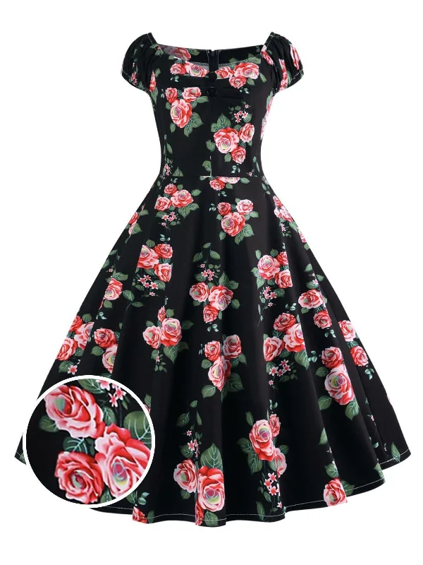 1950s Inspired Rose Swing Dress Cocktail unclassified dresses