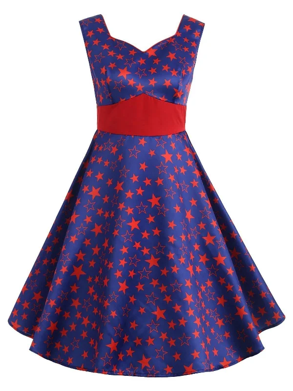 1950s Little Stars Sweetheart Neck Dress Tiered unclassified dresses