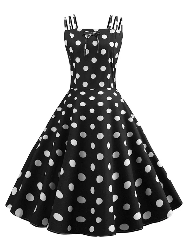 1950s Spaghetti Strap Polka Dot Dress Bold pattern unclassified dresses