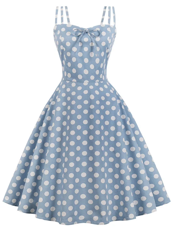 1950s Spaghetti Strap Polka Dot Dress Travel unclassified dresses