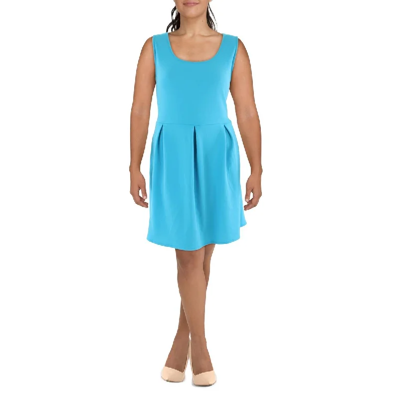 24seven Comfort Apparel Womens Pleats Scoop Neck Fit & Flare Dress Cocktail unclassified dresses