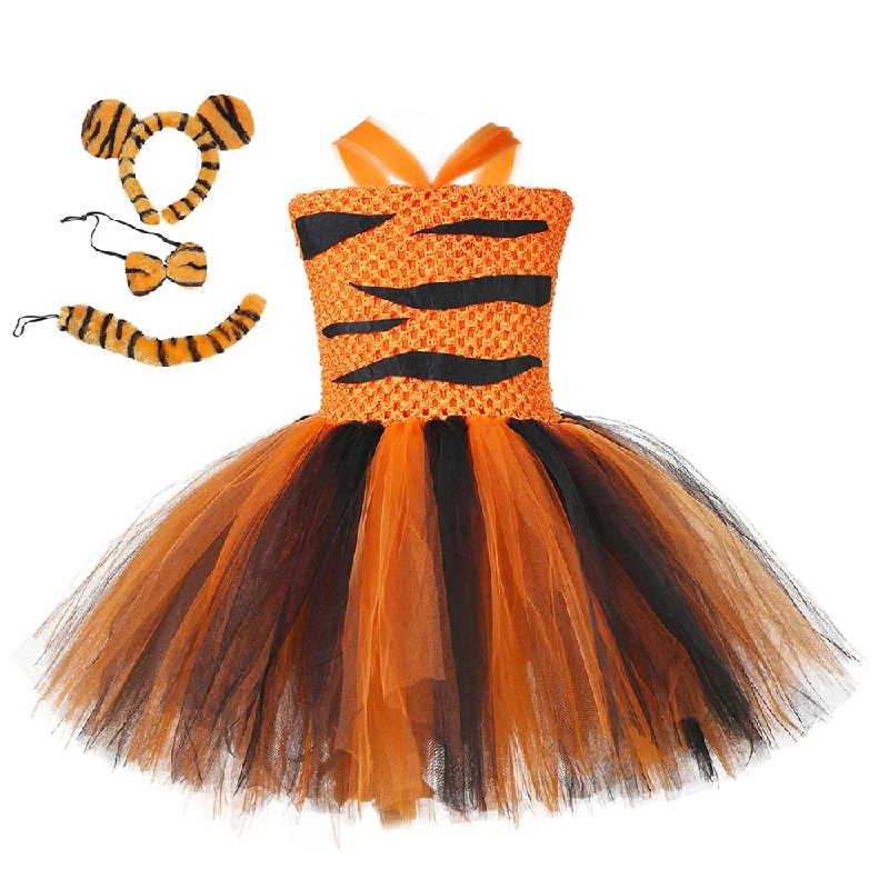 Baby Girls Tiger Dresses Kids Animal Halloween Cosplay Costume for Children Cute Tutu Dress Girl Cartoon Birthday Outfit Toddler Summer unclassified dresses