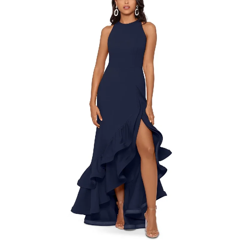 Betsy & Adam Womens Cascade Ruffle Sleeveless Evening Dress Anniversary unclassified dresses