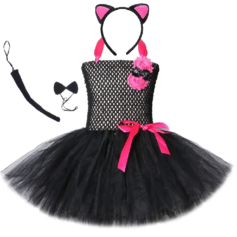 Black Cat Tutu Dress for Baby Girls Christmas Halloween Costume Kids Animal Cute Dresses for Girl Toddler Birthday Clothes Set Breathable unclassified dresses