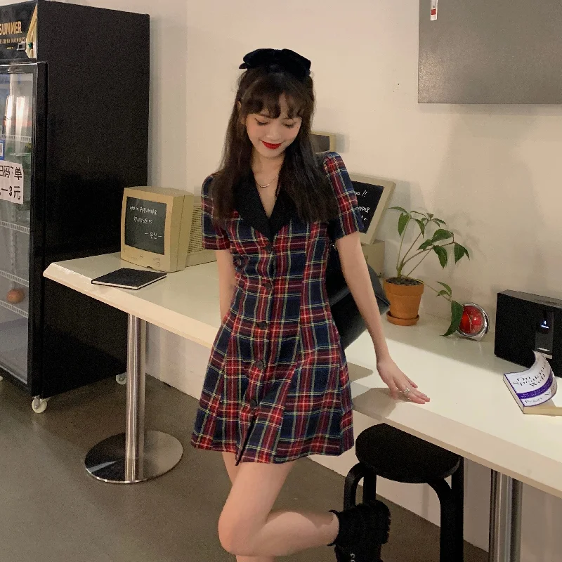 Check Ins Dress Female Korean Kawaii Cute Women's Dresses Japanese Harajuku Vintage Ladies Ulzzang Clothing For Women Vacation unclassified dresses