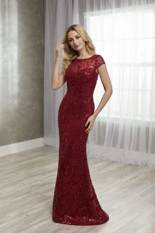 Christina Wu Elegance - 17930SC Cap Sleeves Trumpet Gown Embroidered unclassified dresses